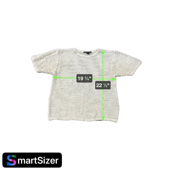 Syllables Mesh Knit Beige Short Sleeve Sweater By Syllables System Size L - Picture 9 of 9
